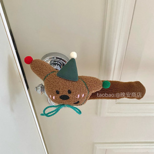 绿色帽子可爱猫咪门把手保护套儿童房防撞防静电卧室房间装饰把手