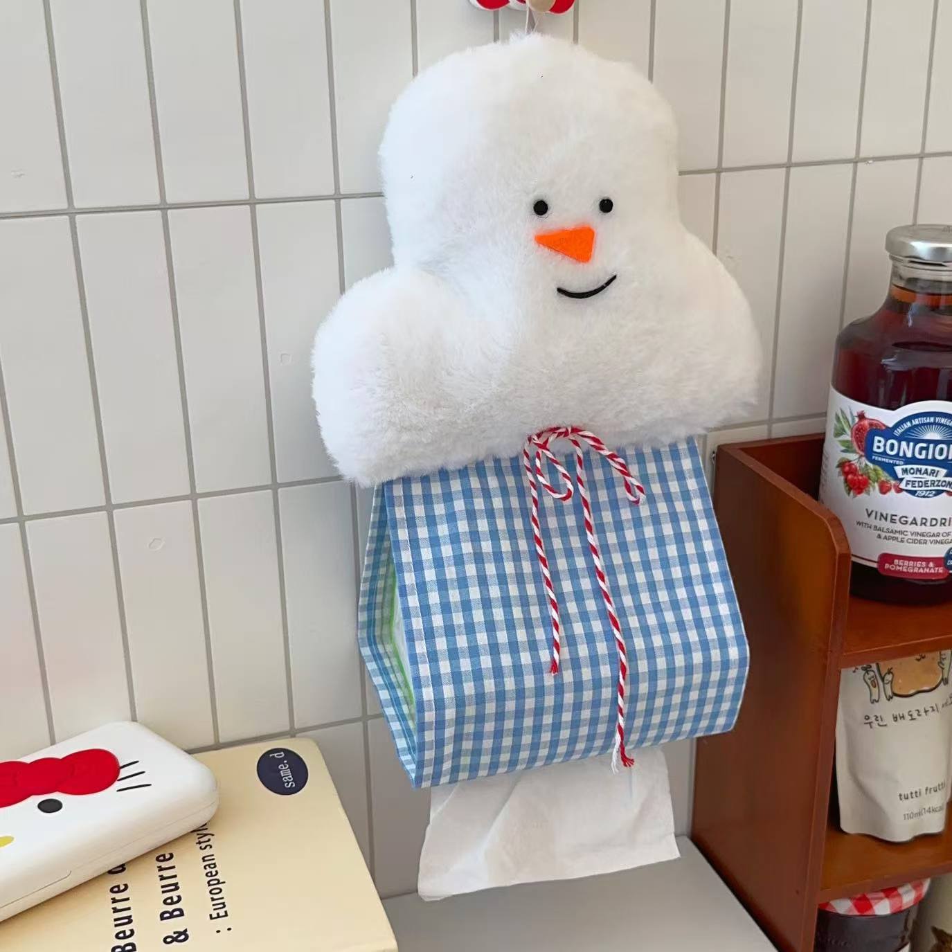 小雪人纸巾袋韩系家用客厅茶几餐桌面纸巾盒抽纸盒纸巾套纸巾盒