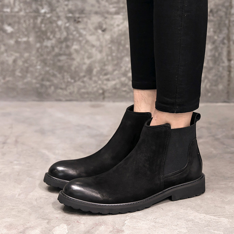 Nubuck leather Round Tide boots genuine leather Chelsea Boots Retro man leisure time Boots Sleeve Riding bootsin the Men's Shoes, Boots  category - from Buy2taobao.com to provide professional Taobao agent buy service