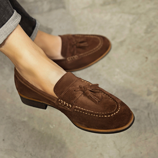 老钱风绅士皮鞋真皮复古流苏乐福鞋简约商务休闲通勤意式一脚蹬