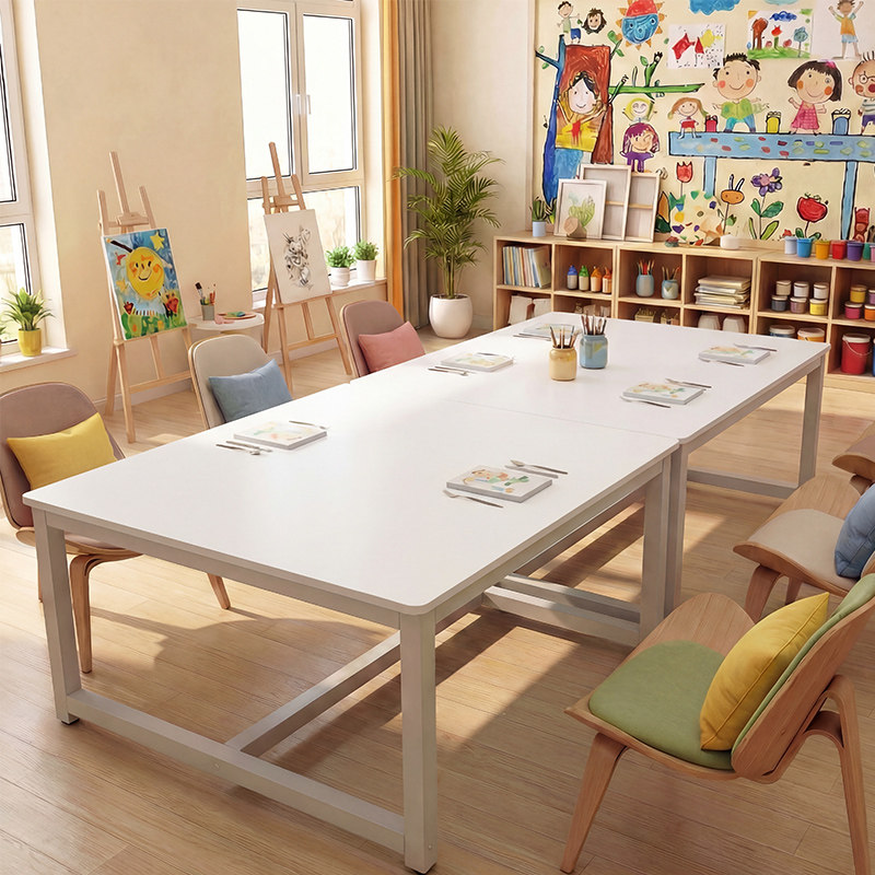 幼儿园小学生画室手工书法培训桌图片