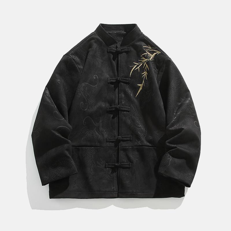 竹叶刺绣复古新中式立领国风唐装