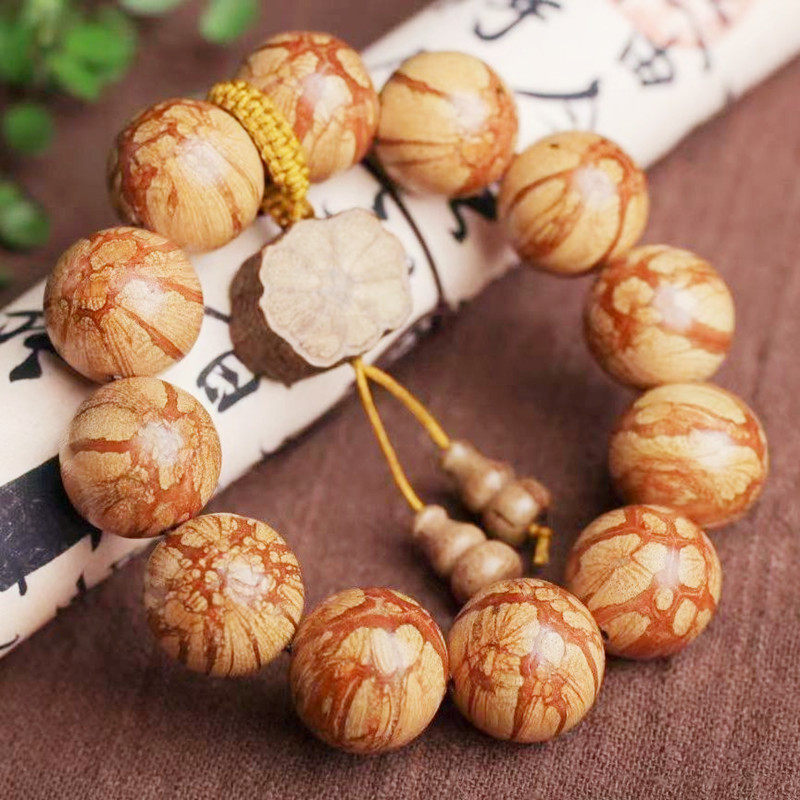 龙须藤降龙木六道木手串男20老料文玩手珠西瓜沉梅花木质佛珠手链