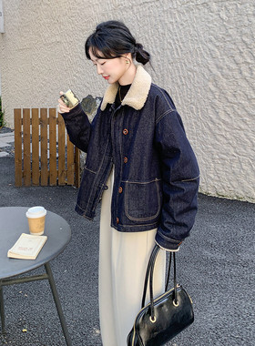 爆款现货 羊羔毛冬季90绒牛仔时尚羽绒外套2C098-8639P265K388