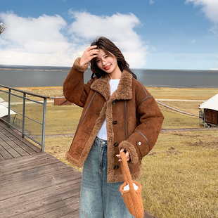 P215 新品 2617 设计感羊羔毛皮毛一体保暖外套2C285 K318 首发