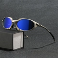 Silver Frame, Deep Blue Lens