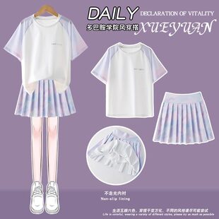 女童速干运动套装夏季裙子儿童冰丝网球羽毛球训练服大童女孩跑步