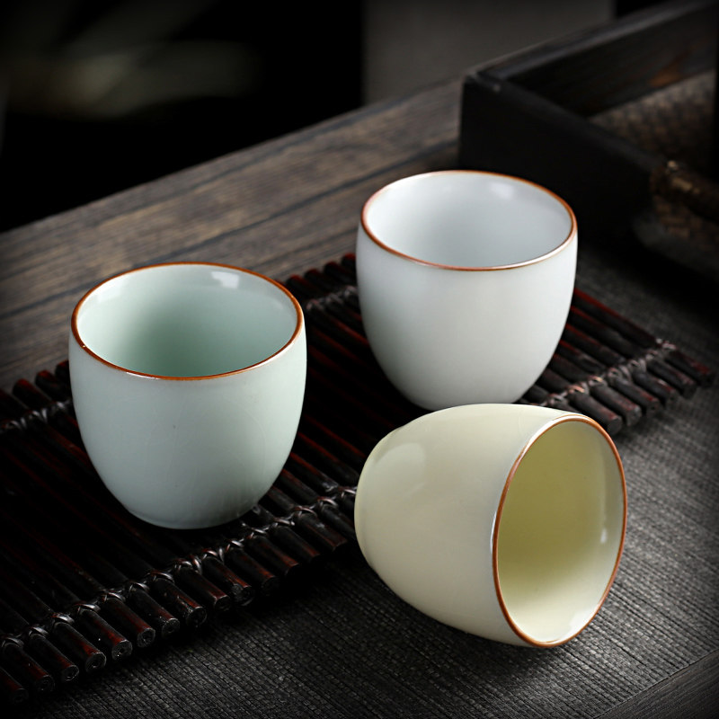 陶瓷茶杯个人专用茶盏复古家用喝酒杯中式品茗杯汝窑单杯大号客杯