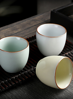陶瓷茶杯个人专用茶盏复古家用喝酒杯中式品茗杯汝窑单杯大号客杯