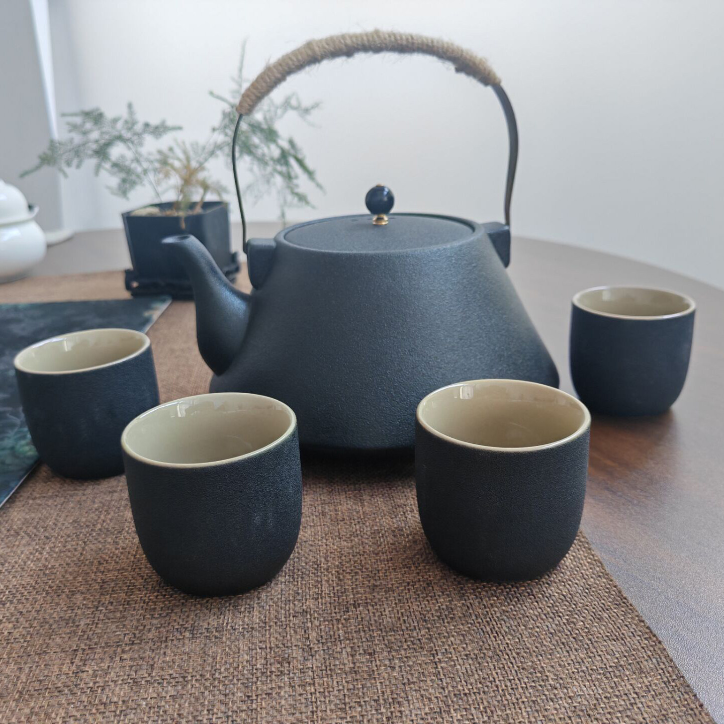 黑色陶瓷茶具套装手提壶家用简约客厅泡茶器围炉煮茶大容量温茶壶