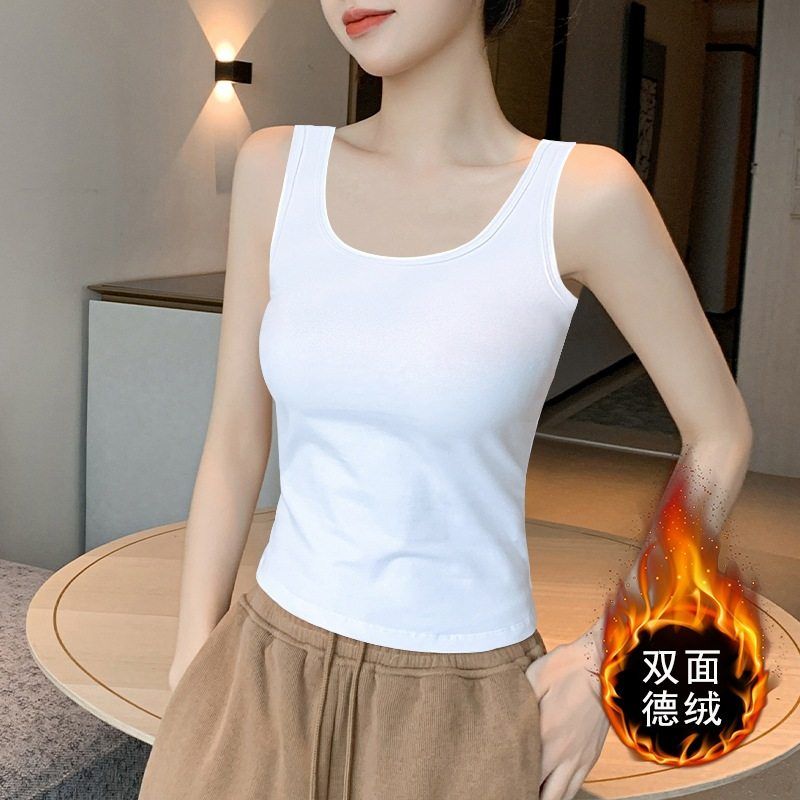 冬季保暖背心内衣女加厚加绒防寒打底衫塑身紧身学生无袖吊带上衣