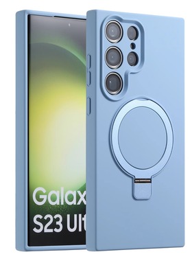 防摔三星s26Ultra液态硅胶s25Ultra手机壳s24Ultra纯色磨砂S23+肤感金属磁吸支架全包s23Ultra保护套s26加厚