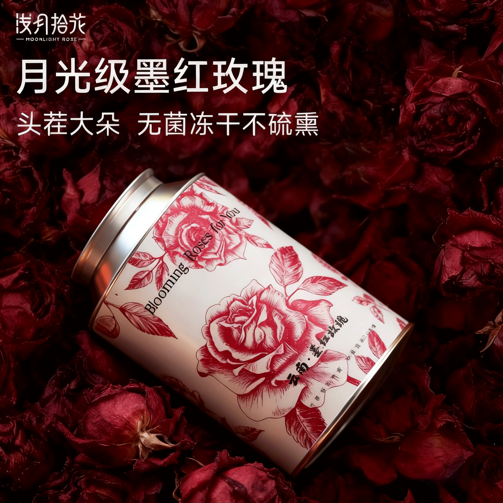 墨红玫瑰云南官方旗舰店冻干可食用浅月拾花大朵花茶玫瑰花冠礼盒,茶,玫瑰花茶,淘宝优惠券,粉丝福利购,淘宝优惠卷