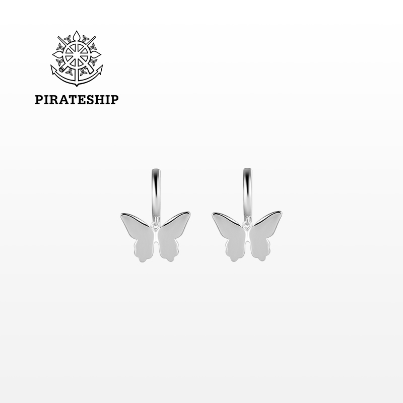 海盗船银饰蝴蝶耳环女简约小众