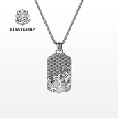 海盗船银饰海浪军牌项链S925银原创设计个性 复古项链男潮ins嘻哈