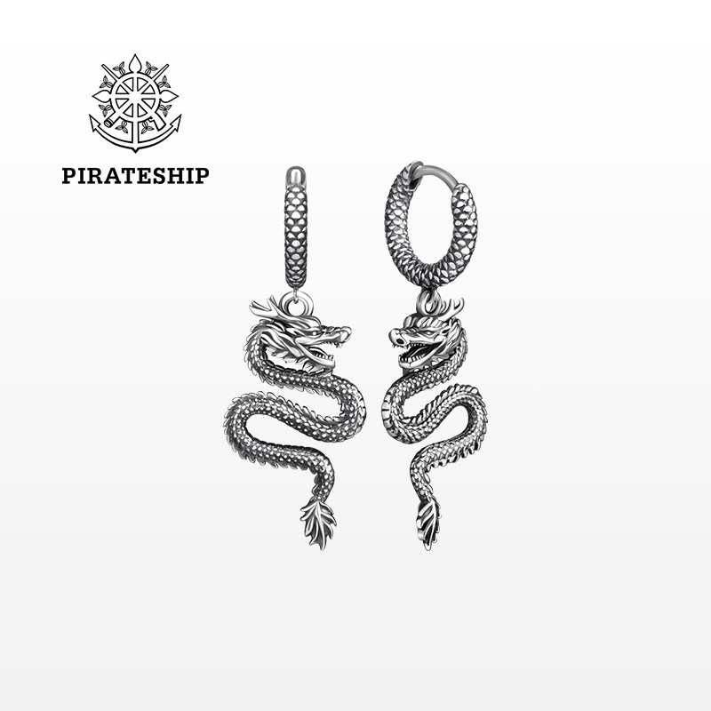 海盗船银饰生肖龙系列耳环女2023新款设计气质感耳饰小众独特耳环