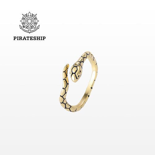 海盗船银饰生肖蛇年开口戒指