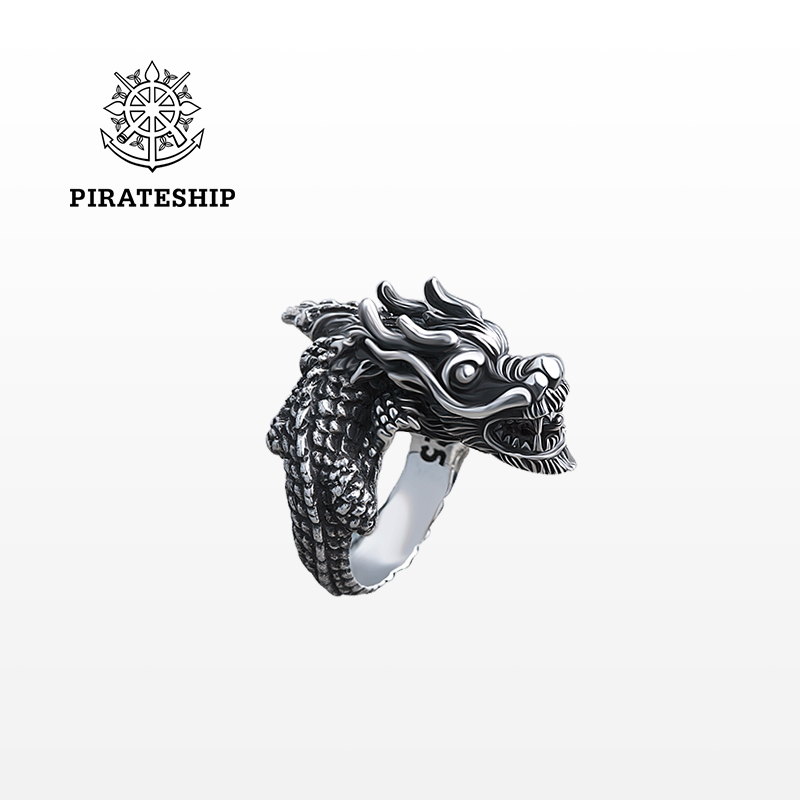 pirateship/海盗船银饰龙戒指 海盗船 做旧潮酷个性戒指