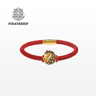 海盗船银饰马年本命年手链女红手绳925银小马手饰礼物轻奢小众