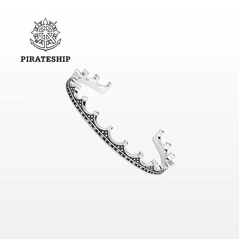海盗船银饰皇冠手镯女复古小众