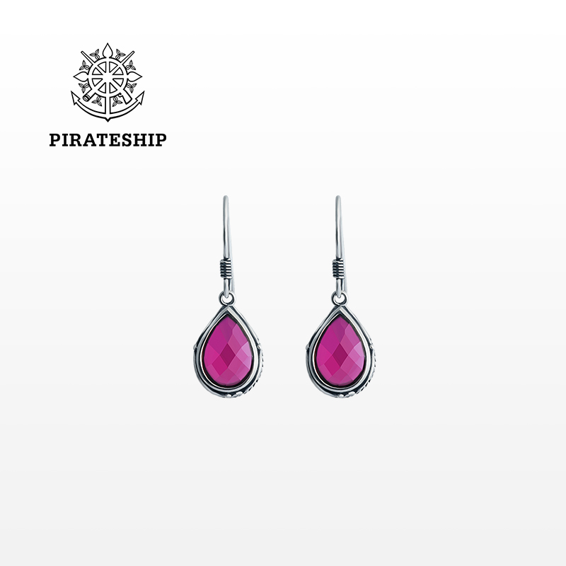 海盗船红宝石耳饰女复古小众设计