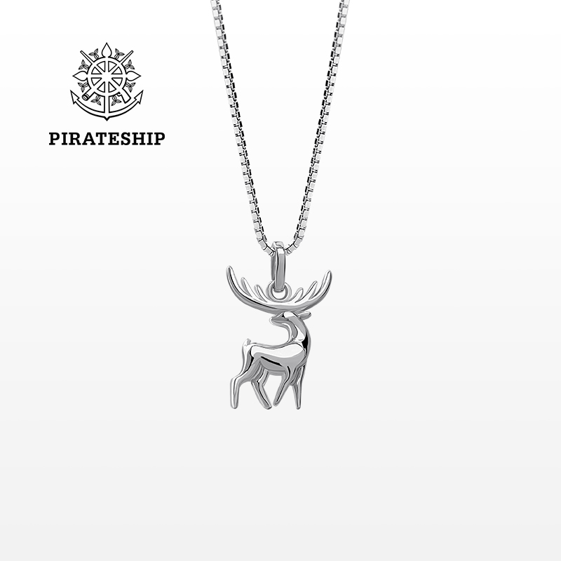 海盗船银饰麋鹿项链女个性小众