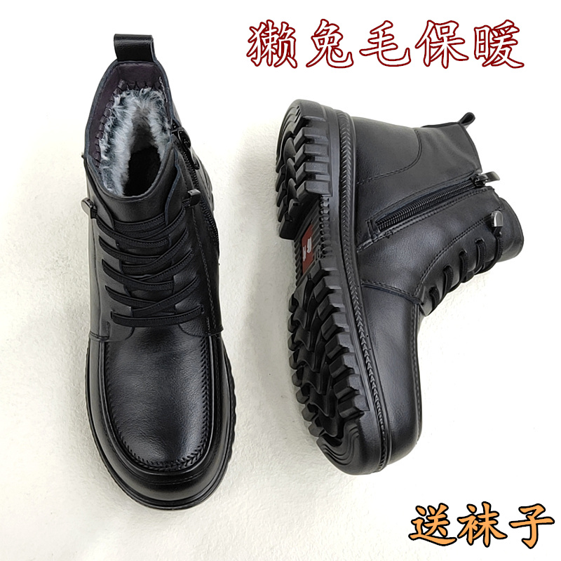 加绒马丁靴保暖女短靴冬防滑棉鞋