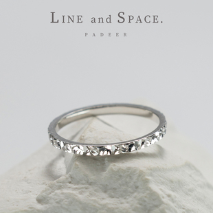 S925纯银1.5mm宽闪亮碎碎冰戒指女 小众设计高级感尾戒叠戴关节戒