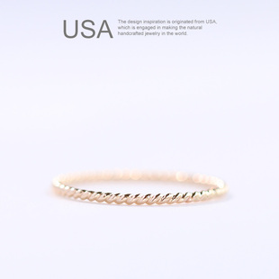 14K包金麻花扭纹戒指细1mm 尾戒指环 女小指关节戒指闺蜜 欧美