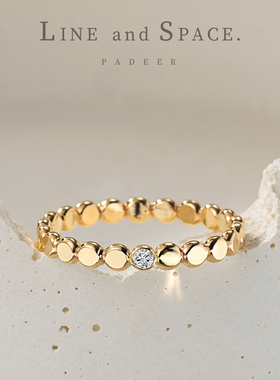 14K包金小金饼莫桑石钻素圈戒指女 简约百搭欧美风叠戴尾戒小指