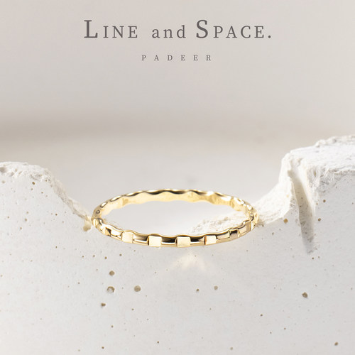 14K包金錾刻闪亮方块叠戴戒指女