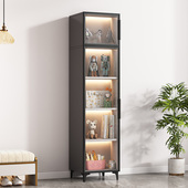书架落地置物架家用书柜客厅展示柜靠墙一体储物柜儿童防尘带玻璃