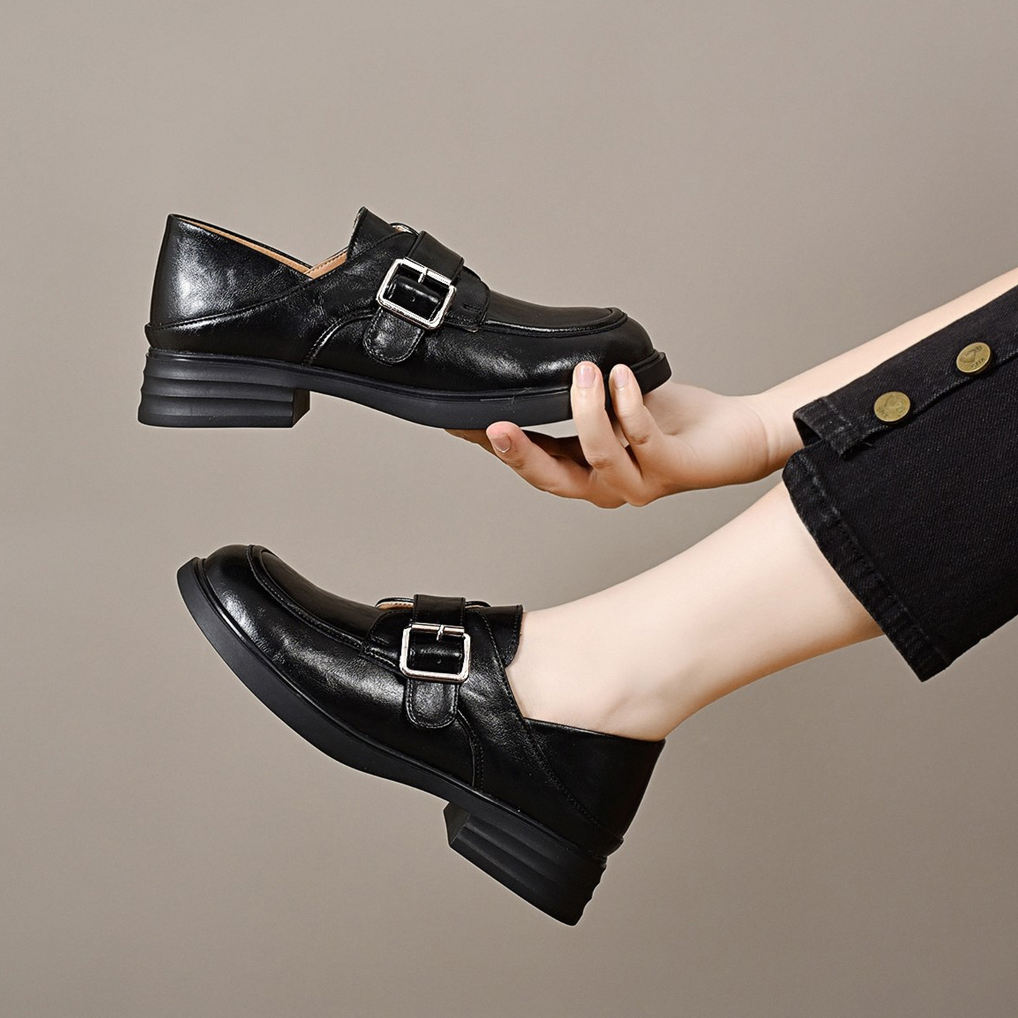 真皮乐福鞋女2025新款春秋英伦风