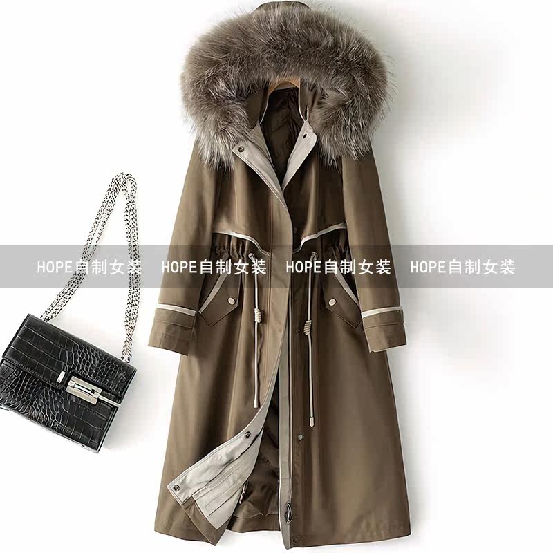 羽绒棉服女可拆卸内胆派克服中长款冬季新款棉衣宽松加绒加厚棉袄