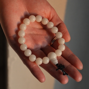 原生态白玉菩提根手串单圈星月文玩佛珠男女菩提手链手持念珠圆珠