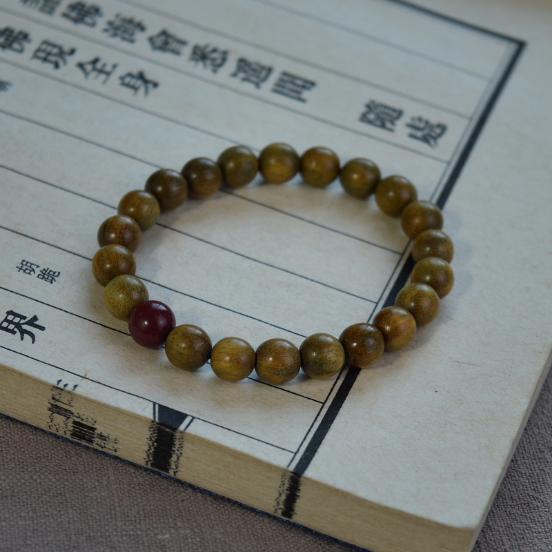 天然绿檀木质手串佛珠檀香木文玩手链男女情侣饰品原木阿根廷老料