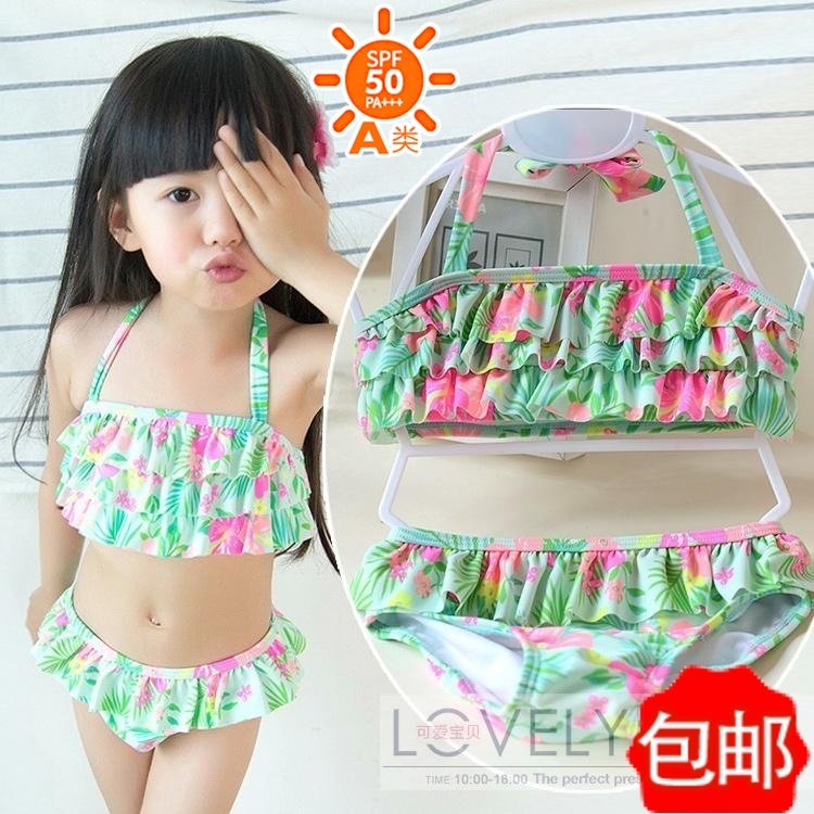 分体欧美印花裙式婴儿游泳衣