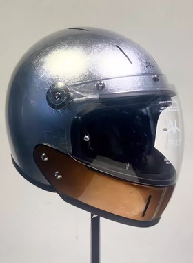 Veldt银箔铜箔下巴摩托车揭面盔碳纤维头盔3C认证复古超轻型头盔