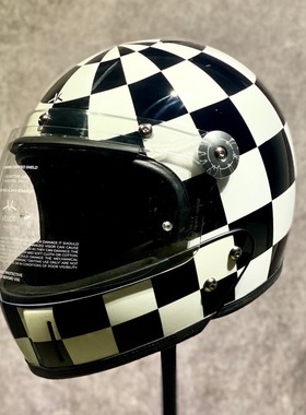 VELDT黑白棋盘格3c认证机车安全盔摩托车头盔法国复古全盔维尔特