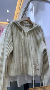 9092连帽开衫 毛衣小个子宽松 双拉链加厚款