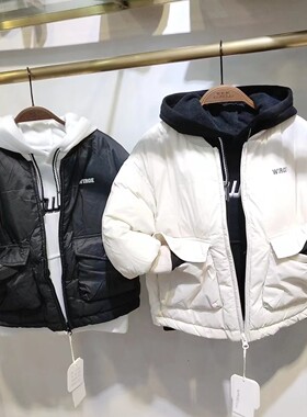 韦氏儿童羽绒服秋冬新款大童男童女童时尚加厚字母羽绒外穿衣外套