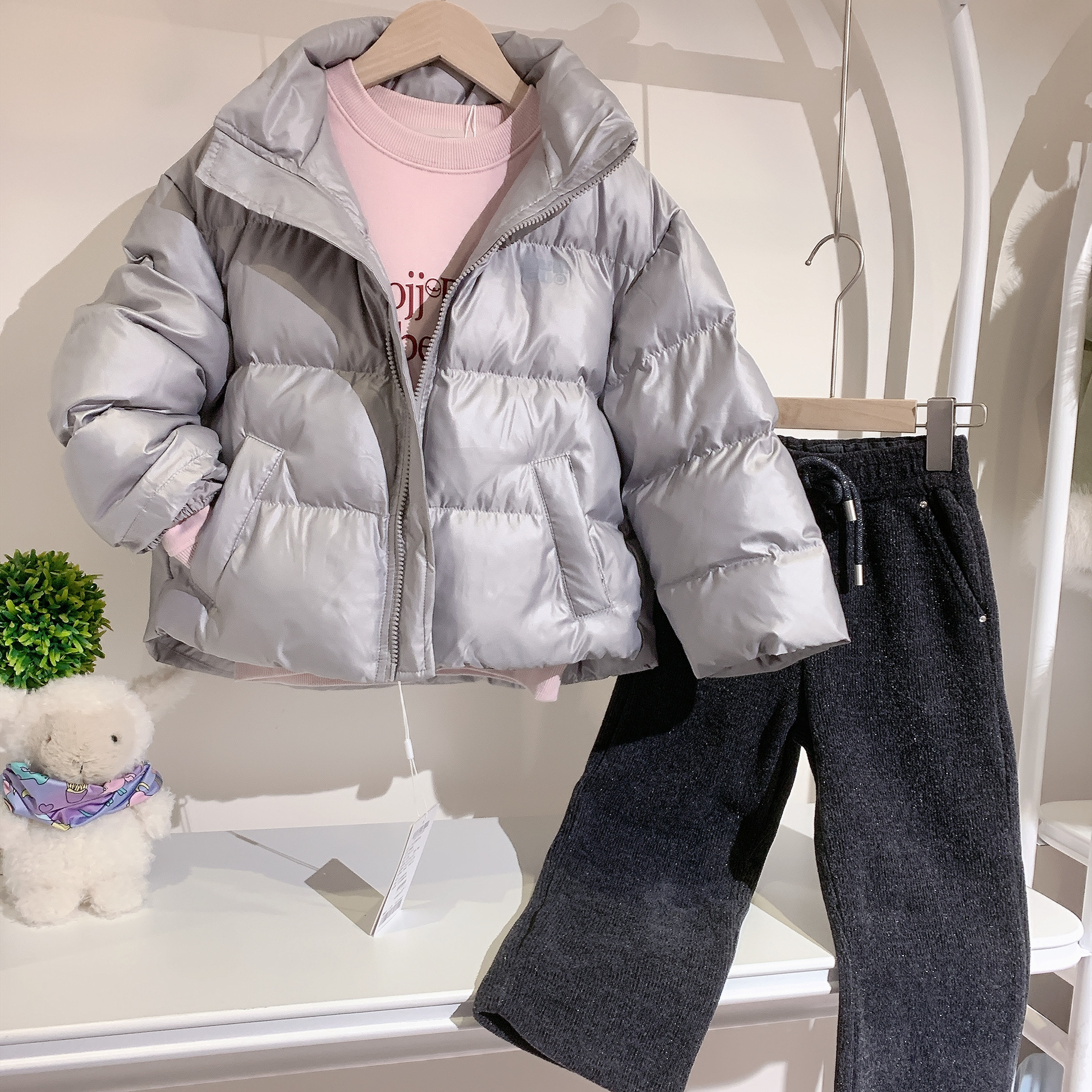 儿童棉服外套冬季新款女童洋气时尚立领加厚保暖棉服短款外套爆款