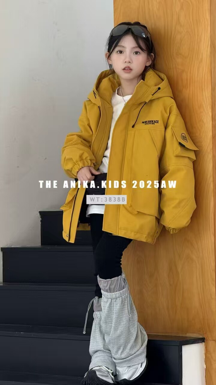 2025冬款Anika阿尼卡新款儿童三防外套中大童韩版连帽冲锋衣棉服