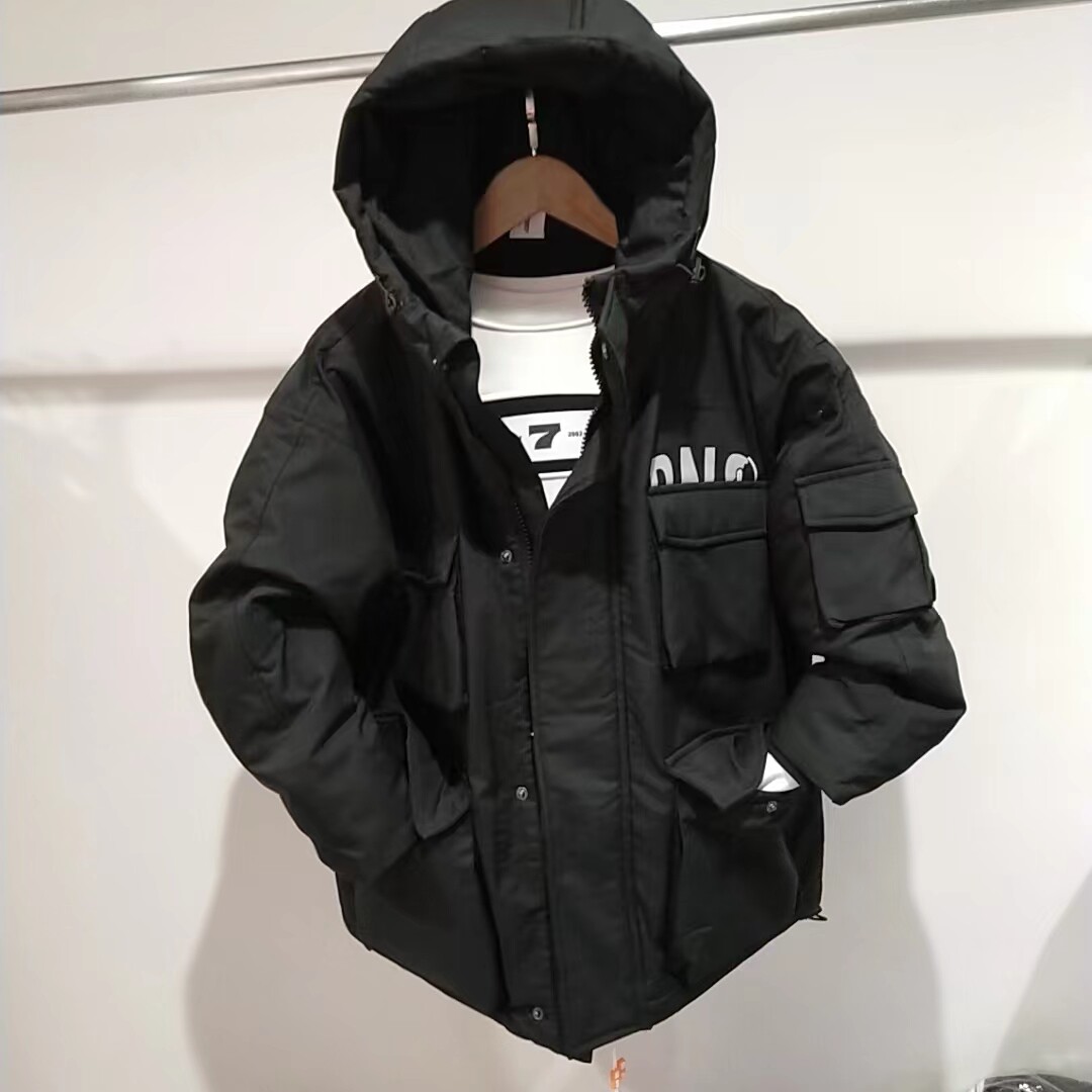 百仕博冬季新童装青少年男童中大童时尚加厚保暖带帽棉服棉衣外套