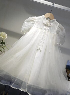 早安家夏季新款童装儿童女童洋气重工亮片汉服裙公主裙连衣裙