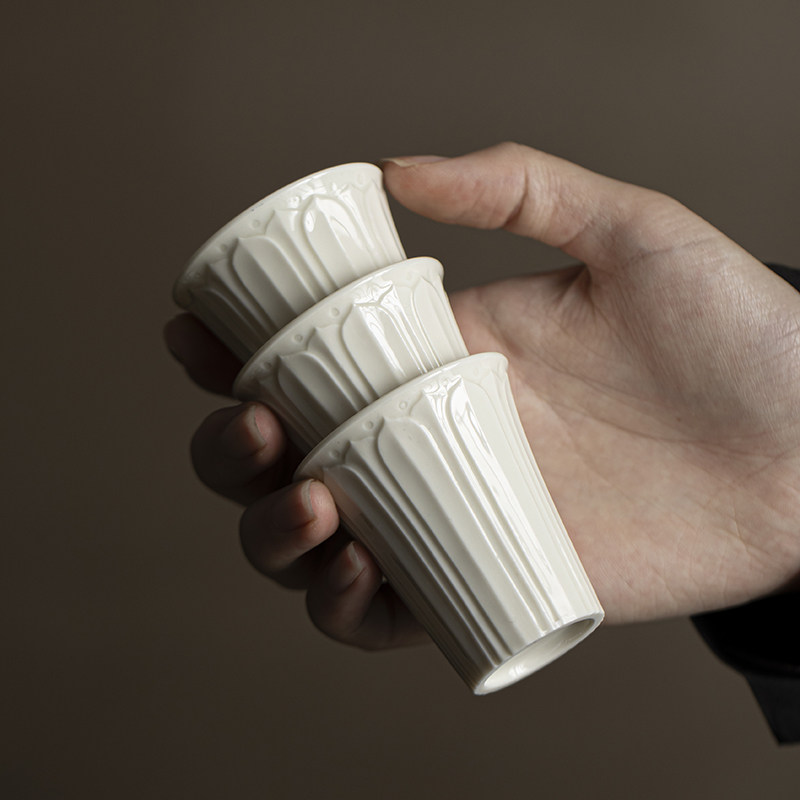 仿宋定窑白陶瓷莲花品茗杯闻香杯茶杯主人杯家用复古个人泡茶杯子,餐饮具,茶杯,淘宝优惠券,粉丝福利购,淘宝优惠卷