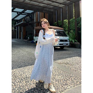 胖mm甜美木耳边碎花长裙女2026春夏新款微胖大码女装温柔连衣裙