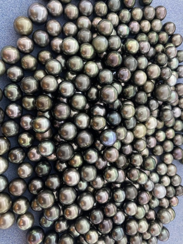 天然10-11/11-12毫米正圆微瑕大溪地海水黑珍珠散珠半成品