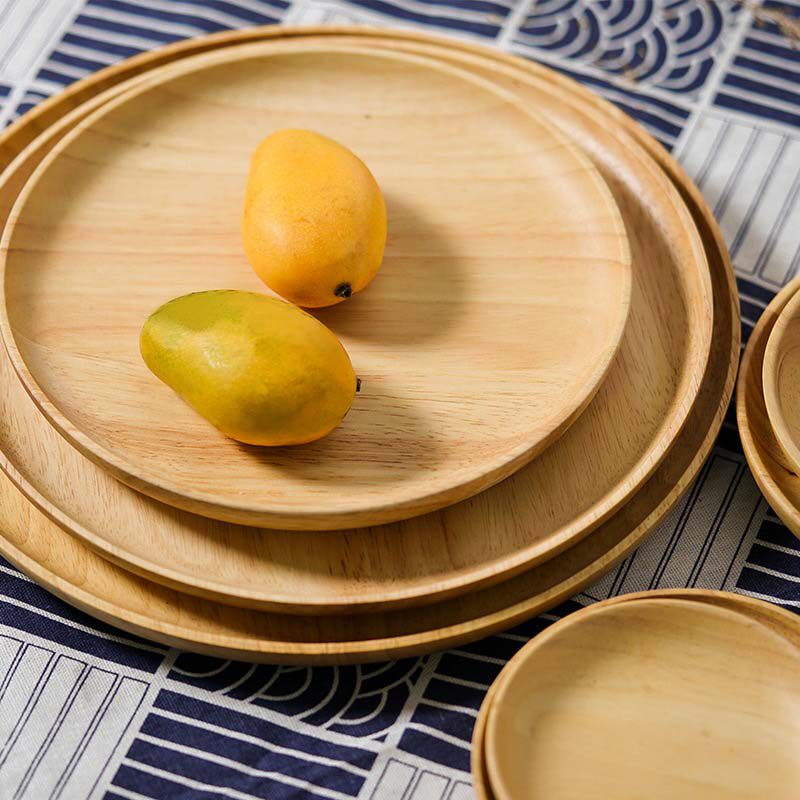 实木圆盘大号高档古典木盘27CM点心蛋糕面包盘中号水果蔬菜沙拉盘