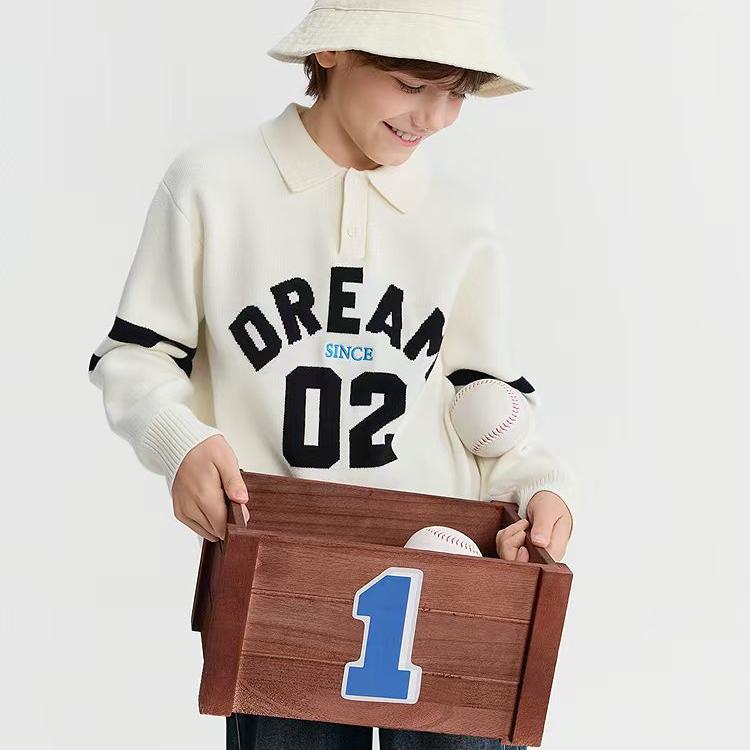 巴拉巴拉2025 冬季新品男童翻领毛衣polo毛衣